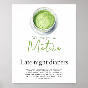 Baby brouwt matcha Laat nachts luierspel Poster
