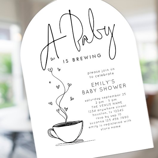Baby brouwt minimalistisch koffie Baby shower Kaart
