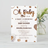 Baby brouwt Oh Baby Coffee Baby shower Kaart (Staand voorkant)