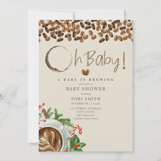 Baby brouwt Oh Baby Kerst Koffiedouche Kaart (Voorkant)