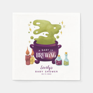 Baby brouwt Paarse groene Halloween Baby shower Servet