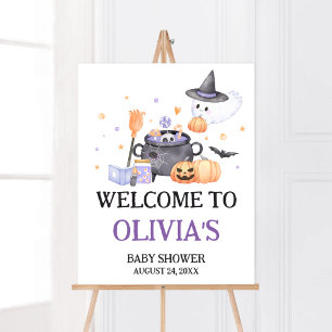 Baby Brouwt Paarse Halloween Welkom Poster