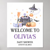 Baby Brouwt Paarse Halloween Welkom Poster (Voorkant)