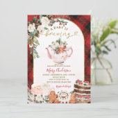 Baby brouwt Plaid Tea Party Winter Baby shower Kaart (Staand voorkant)