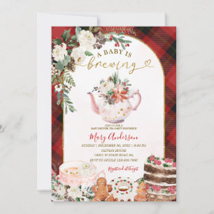 Baby brouwt Plaid Tea Party Winter Baby shower Kaart