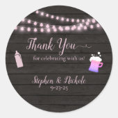 Baby brouwt roze Baby shower dank je Ronde Sticker (Voorkant)