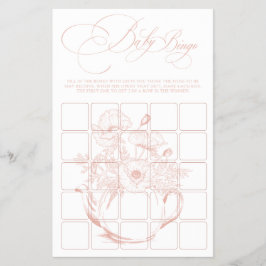 Baby brouwt  Roze Bloemen Baby Bingo Flyer