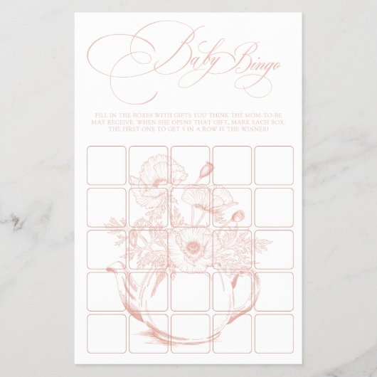 Baby brouwt  Roze Bloemen Baby Bingo Flyer (Voorkant)