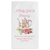 baby brouwt roze bloementheepot baby shower klein cadeauzakje (Achterkant)