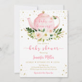 Baby brouwt roze gouden thee Baby shower Kaart (Voorkant)