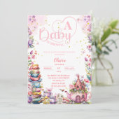baby brouwt roze gouden thee baby shower kaart (Staand voorkant)