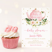 Baby brouwt roze gouden thee Baby shower Kaart