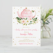 Baby brouwt roze gouden thee party Baby shower Kaart (Staand voorkant)