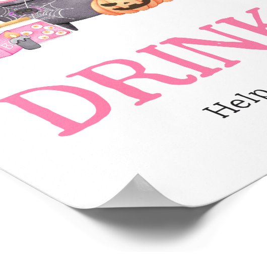 Baby brouwt roze Halloween Baby shower Drinken Poster (Hoek)