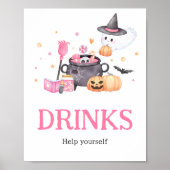 Baby brouwt roze Halloween Baby shower Drinken Poster (Voorkant)