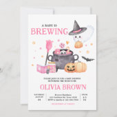 Baby brouwt roze Halloween-Baby shower Kaart (Voorkant)