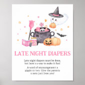 Baby brouwt roze Halloween Late Night luiers Poster (Voorkant)