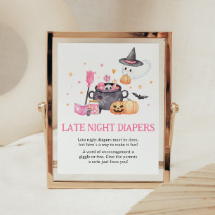 Baby brouwt roze Halloween Late Night luiers Poster