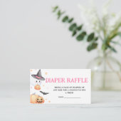 Baby brouwt roze Halloween Luier Raffle Informatiekaartje (Staand voorkant)