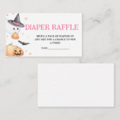 Baby brouwt roze Halloween Luier Raffle Informatiekaartje (Voorkant / Achterkant)