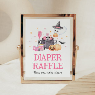 Baby brouwt roze Halloween Luier Raffle Poster