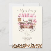 Baby brouwt roze koffiekar meisje Baby shower Kaart (Voorkant)