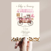 Baby brouwt roze koffiekar meisje Baby shower Kaart