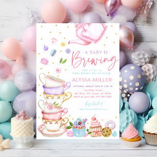 Baby brouwt roze thee Baby shower Kaart