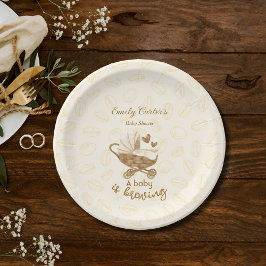 Baby brouwt Schattigee Pram Baby shower Borden Papieren Bordje