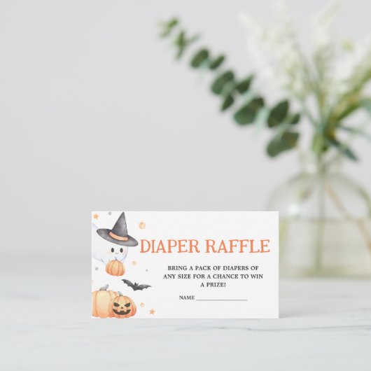 Baby brouwt Sinaasappel Halloween Luier Raffle Informatiekaartje (Staand voorkant)