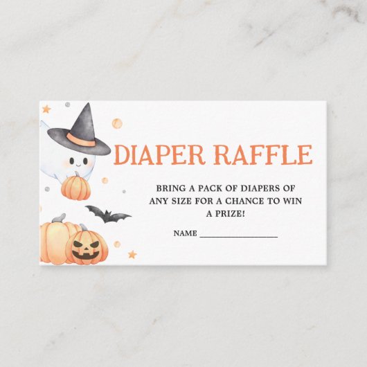 Baby brouwt Sinaasappel Halloween Luier Raffle Informatiekaartje (Voorkant)