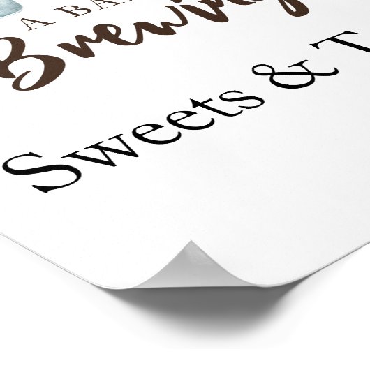 Baby brouwt snoep en behandelt baby shower poster (Hoek)