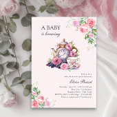 Baby brouwt  Tea Party Roze Baby shower Kaart