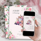 Baby brouwt  Tea Party Roze Baby shower Kaart