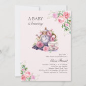 Baby brouwt  Tea Party Roze Baby shower Kaart (Voorkant)
