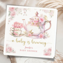 Baby Brouwt Thee Baby Shower Roze Bloemen