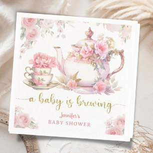 Baby Brouwt Thee Baby Shower Roze Bloemen Servet