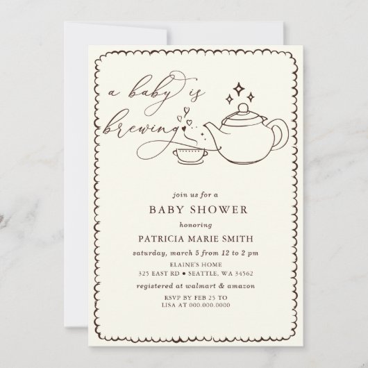 Baby brouwt thee genderneutraal Baby shower Kaart (Voorkant)
