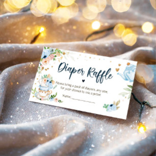 Baby brouwt theeluier Raffle Blue Baby shower Informatiekaartje