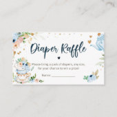 Baby brouwt theeluier Raffle Blue Baby shower Informatiekaartje (Voorkant)