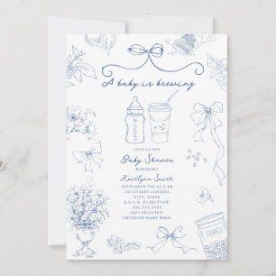 Baby Brouwt Toile Koffie Blauwe Baby Shower Kaart