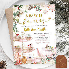 Baby brouwt winterkerstthee Baby shower I Kaart