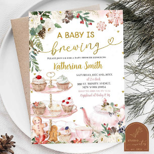 Baby brouwt winterkerstthee Baby shower I Kaart