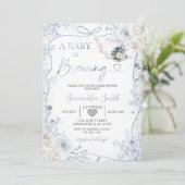 Baby brouwt wintersneeuw Baby shower lintboog Kaart (Staand voorkant)