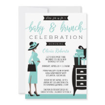 Baby & Bruch Baby shower Uitnodiging, Blauwgroen, 