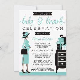 Baby & Bruch Baby shower Uitnodiging, Blauwgroen, Kaart
