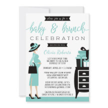 Baby & Bruch Baby shower Uitnodiging, Blauwgroen, 