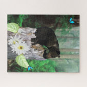 Baby bruine Beer op de boomstronk, Legpuzzel (Horizontaal)