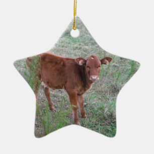 Baby bruine koe . keramisch ornament