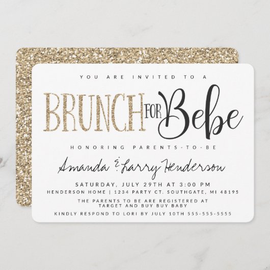 Baby Brunch Baby shower Uitnodiging (Voorkant / Achterkant)